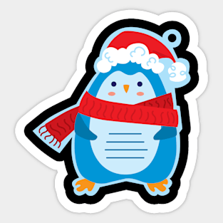 Christmas tag with penguin Sticker